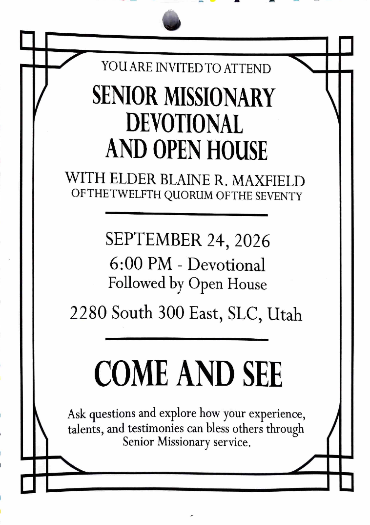 Senior Missionary Devotional and Open House
